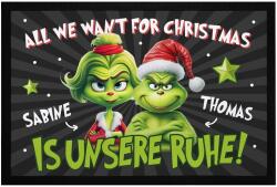 MoonWorks Grinch személyre szabható lábtörlő, mosható - fekete - 40x60 cm