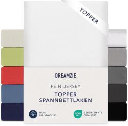 Dreamzie gumis topper lepedő, jersey pamut - fehér - 180x200-200x200 cm