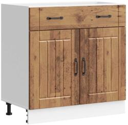 vidaXL Lucca konyhai alsó szekrény - antik fa - 80x46x81, 5 cm