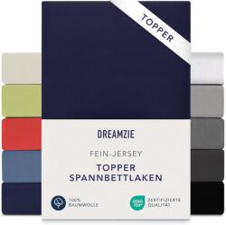 Dreamzie Premium topper gumis lepedő Jersey pamut, 90x200-100x200 cm - sötétkék