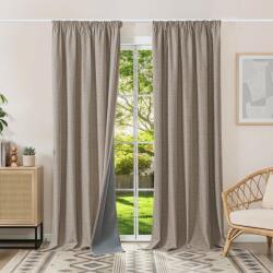 Runyéla 100 százalékban sötétítő hőszigetelő csúsztatható függöny hideg ellen hullámos rögzítőszalaggal 260x140 cm 2 db len hatású nappaliba