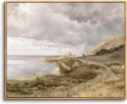 hyidecorart Vintage Tengeri Tájkép Vászonkép Fa Kerettel 50x75 cm - Dán Tengerparti Látkép Faldekoráció Nappaliba, Hálószobába, Irodába