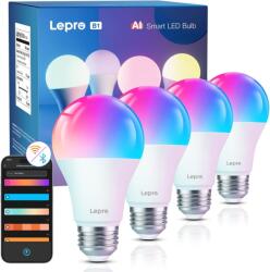 Lepro B1 AI okos LED izzó E27 8, 5 W WiFi & Bluetooth - 4 db-os csomag (B1)