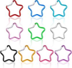 Telooco Csillag Alakú Fém Kapocs Kulcstartó 10 Darabos Szett - 4, 5cm Színes Mini Kapocs Túrázáshoz Horgászathoz