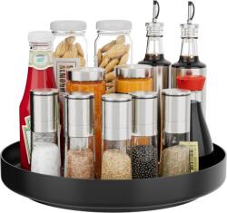 Ovicar Lazy Susan forgóasztal fűszertartó organizer, fém - fekete - 28 cm