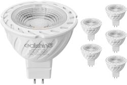 EDISHINE GU5.3 LED Spotlámpa, 12V MR16, 5W (50W helyett), 2700K Meleg Fehér, 400 Lumen, 38° Szórási Szög, Energiatakarékos, 6 darabos csomag