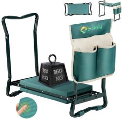 Sekey magasságállítható kerti térdvédő térdelő pad 160 kg teherbírású összecsukható kerti szék szerszámzsebekkel zöld 60x50x28 cm standard