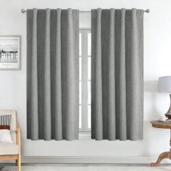 Joydeco 100% sötétítő len hatású hőtartó függöny hurokkal - világosszürke - 137x117 cm (2 db)