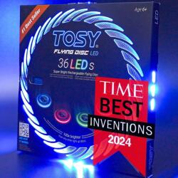 TOSY Flying Disc LED-es frizbi, 36 LED, újratölthető, vízálló - kék - 175 g
