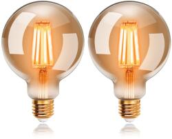 EXTRASTAR G95 E27 Vintage Edison LED Izzó, 4W Meleg Fehér 2200K, Retro Izzószálas Dekoratív Villanykörte, 40W Izzó Helyettesítő, 2 db (G95)