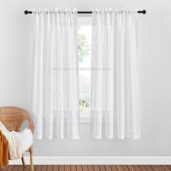 PONY DANCE Fehér Voile Függöny - Félátlátszó Rövidített Fényáteresztő Sötétítő, 137x140 cm, 2 db, Gyerekszobába, Bújtatós