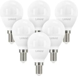Linkind E14 LED Izzó 7.2W, 60W Helyettesítő, 2700K Meleg Fehér, P45/G45 Csepp Alakú, 806 Lumen, 6 Darabos Csomag