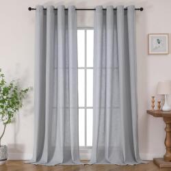 Joydeco lenvászon ösenfüggöny félátlátszó - szürke-zöld - 245x132 cm - 2 db