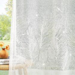 Deconovo Vivoila hímzett voile függöny - fehér - 245x140 cm, 2 db