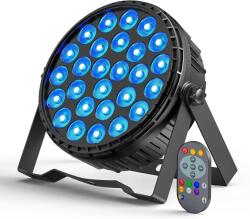 Ukfog 216W RGBW LED Par Reflektor - 27x8W DMX Diszkó Fény Távirányítóval - 6 Üzemmódú Színpadi Világítás DJ Partikra, Esküvőkre, Karácsonyi - 1 PC