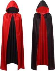 Lxing fordítható kapucnis Halloween köpeny - piros-fekete - 140 cm