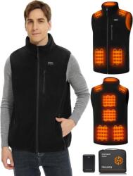 Hecusma férfi fűthető fleece mellény 16000 mAh powerbankkal - fekete - 2XL-es méret
