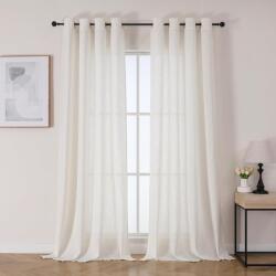 Joydeco lenvászon félátlátszó függöny karikás rögzítéssel, 2 db - krémfehér - 260x140 cm