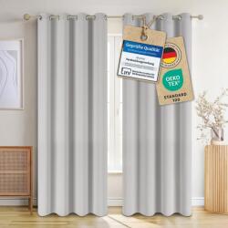 Blumtal Sötétítő Függöny Szett - 2 db Hőszigetelő Fényblokkoló Függöny Fémkarikákkal, 215x132 cm, Szürke, Nappali és Hálószoba Dekoráció