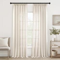 MIULEE len hatású voile függöny, félátlátszó, 2 db - természetes fehér - 140x270 cm