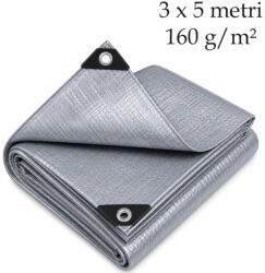  Prelata ranforsata 160 g/mp, 3x5 m, super rezistenta, impermeabila, gri (WM160.3x5.GREY)