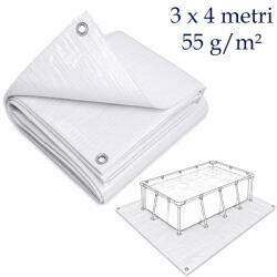  Prelata Sol Piscina 3x4 m, Protectie Durabila pentru Piscine Exterioare (SETWM55.3x4.WHITE)