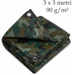  Prelata de protectie Army 3x3 m, 90 g/mp, PE impermeabila, protectie UV, rezistenta la intemperii (WM100.3x3.ARMY)