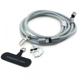 Karl Lagerfeld Cablu Date si Incarcare USB-C - USB-C Karl Lagerfeld Choupette Charm, 100W, 1.5m, Gri - gsmboutique