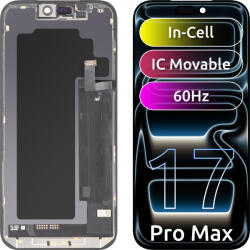 JK Display cu Touchscreen JK pentru Apple iPhone 17 Pro Max, cu Rama, Versiune LCD In-Cell IC Movable, Negru