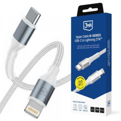 3mk Protection Cablu Date si Incarcare USB-C - Lightning 3MK Hyper N, 27W, 2m, Alb - gsmboutique