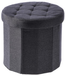 AdTrend Taburet pliabil cu spatiu depozitare textil negru Alma 38 x 36 cm (102120Adeco)