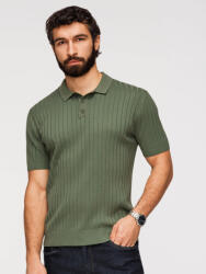 Ombre Clothing Мъжка поло риза SLIM FIT от вискоза с вертикални ребра - маслиново зелена V4 OM-POSS-0169 Ombre Clothing Ombre Clothing | Zelen | МЪЖЕ | XL
