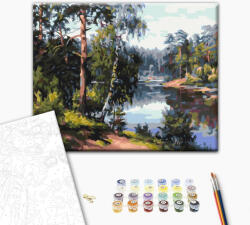Alkotásutca Nyugodt tópart az erdőben - Számfestő készlet kereten 40x50