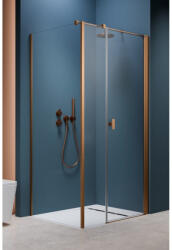Radaway Cabina dus dreptunghiulara cu usa batanta si perete fix Radaway Nes Brushed Copper KDS I 140x75 cm, profil cupru periat (10023140-93-01R/10043075-93-01)