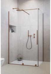 Radaway Cabina dus dreptunghiulara cu usa glisanta Radaway Furo Brushed Copper KDJ 140x75 cm, cupru periat (10104722-93-01R/10110680-01-01/10113075-01-01)