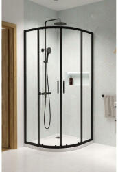Radaway Cabina dus semirotunda cu usi glisante Radaway Premium Pro Black PDD 90x90 cm, profil negru (1013000-01-01/1013200-54-01)