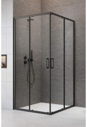 Radaway Cabina dus patrata cu usi glisante Radaway Premium Pro Black KDD 80x80 cm, profil negru (1017080-54-01L/1017080-54-01R)
