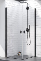 Radaway Cabina dus patrata cu usi batante Radaway Nes 8 Black KDD I 80x80 cm, profil negru (10071080-54-01L/10071080-54-01R)