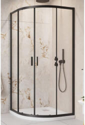 Radaway Cabina dus semirotunda cu usi glisante Radaway Alienta Black A 80x80 cm, profil negru (10228080-54-01)