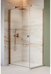 Radaway Cabina dus dreptunghiulara cu usa batanta si perete fix Radaway Nes Brushed Copper KDJ I 90x70 cm, profil cupru periat (10022090-93-01L/10039070-01-01)