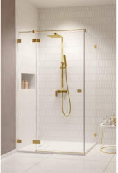 Radaway Cabina dus dreptunghiulara cu usa batanta si perete fix Radaway Essenza Pro Brushed Gold KDJ 90x70 cm, auriu periat (10097090-99-01R/10098070-01-01)