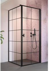 Radaway Cabina dus dreptunghiulara cu usa batanta si perete fix Radaway Nes 8 Black KDJ I Factory 90x100 cm, sticla securizata 8 mm (10072090-54-55L/10089100-54-55)
