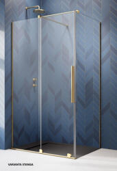 Radaway Cabina dus dreptunghiulara cu usa glisanta Radaway Furo Gold KDJ 110x90 cm, profil auriu (10104572-09-01R/10110530-01-01/10113090-01-01)