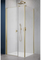 Radaway Cabina dus dreptunghiulara cu usa batanta si perete fix Radaway Nes Brushed Copper KDS I 120x100 cm, profil auriu periat (10023120-99-01L/10043100-99-01)