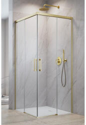 Radaway Cabina dus patrata cu usi glisante Radaway Idea Brushed Gold KDD 80x80 cm, profil auriu periat (387061-99-01L/387061-99-01R)