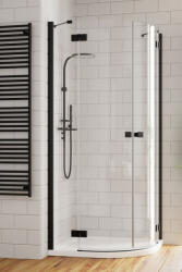 Radaway Cabina dus semirotunda cu usi batante Radaway Essenza Black PDD 90x90 cm, profil negru mat (1385001-54-01L/1385001-54-01R)