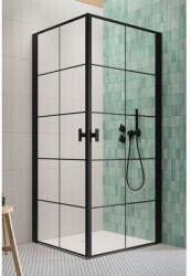 Radaway Cabina dus patrata cu usi batante Radaway Nes 8 Black KDD I Factory 90x90 cm, sticla securizata 8 mm (10071090-54-55L/10071090-54-55R)