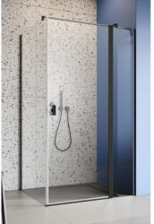 Radaway Cabina dus dreptunghiulara cu usa batanta si perete fix Radaway Nes Black KDJ II 90x75 cm, profil negru (10032090-54-01L/10039075-01-01)