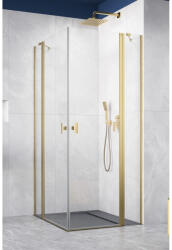 Radaway Cabina dus patrata cu usi batante Radaway Nes Brushed Gold KDD II 80x80 cm, profil auriu periat (10031080-99-01L/10031080-99-01R)