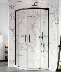 Radaway Cabina dus semirotunda asimetrica cu usi glisante Radaway Idea Black PDD 90x80 cm, profil negru (387139-01-01/387151-54-01)